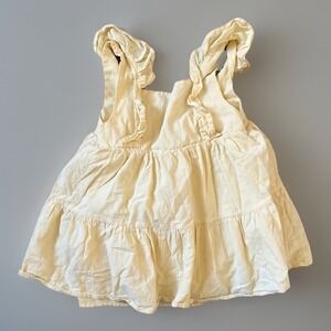 Shabby Chic Girls Blouse Yellow M (7-8) Short Sleeve Ruffle Collar